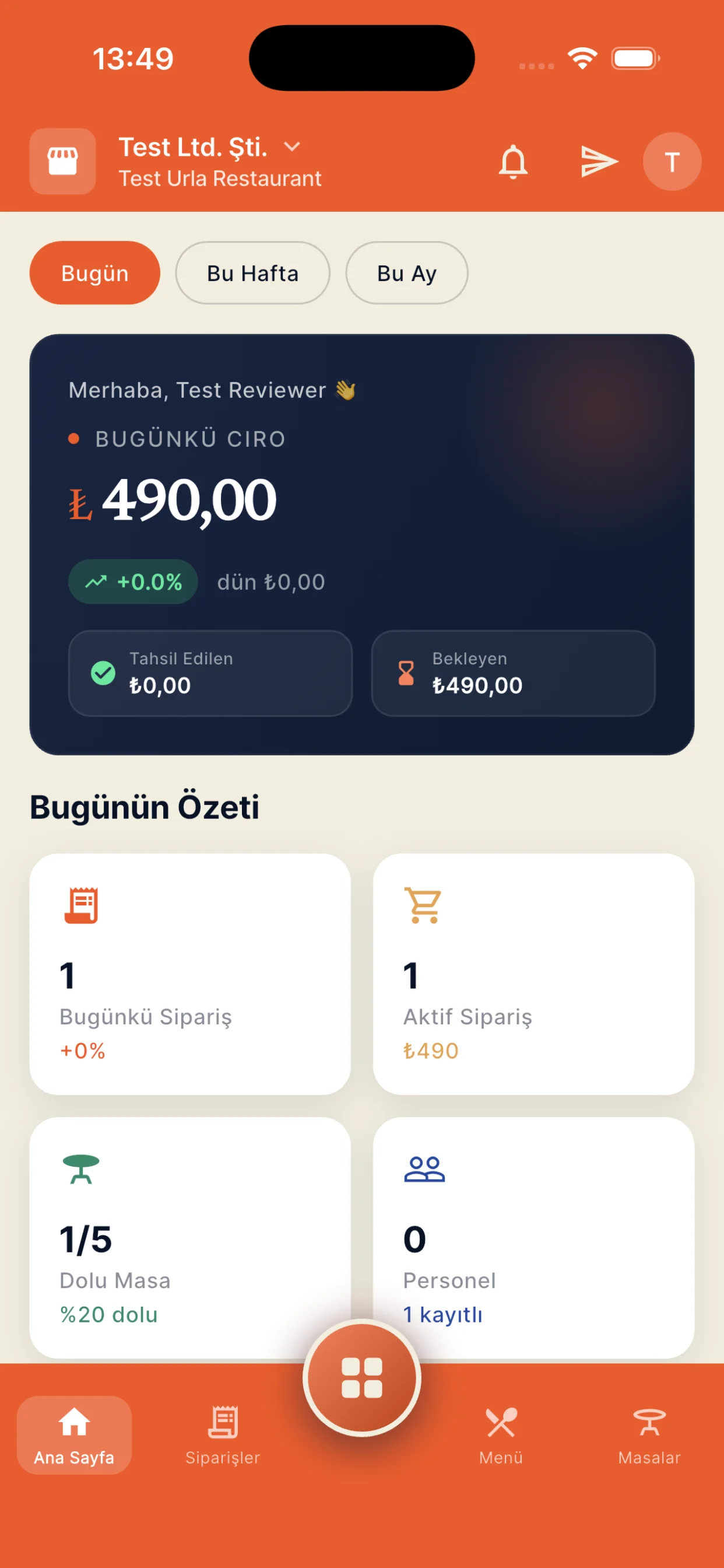 dojofood mobile manager dashboard