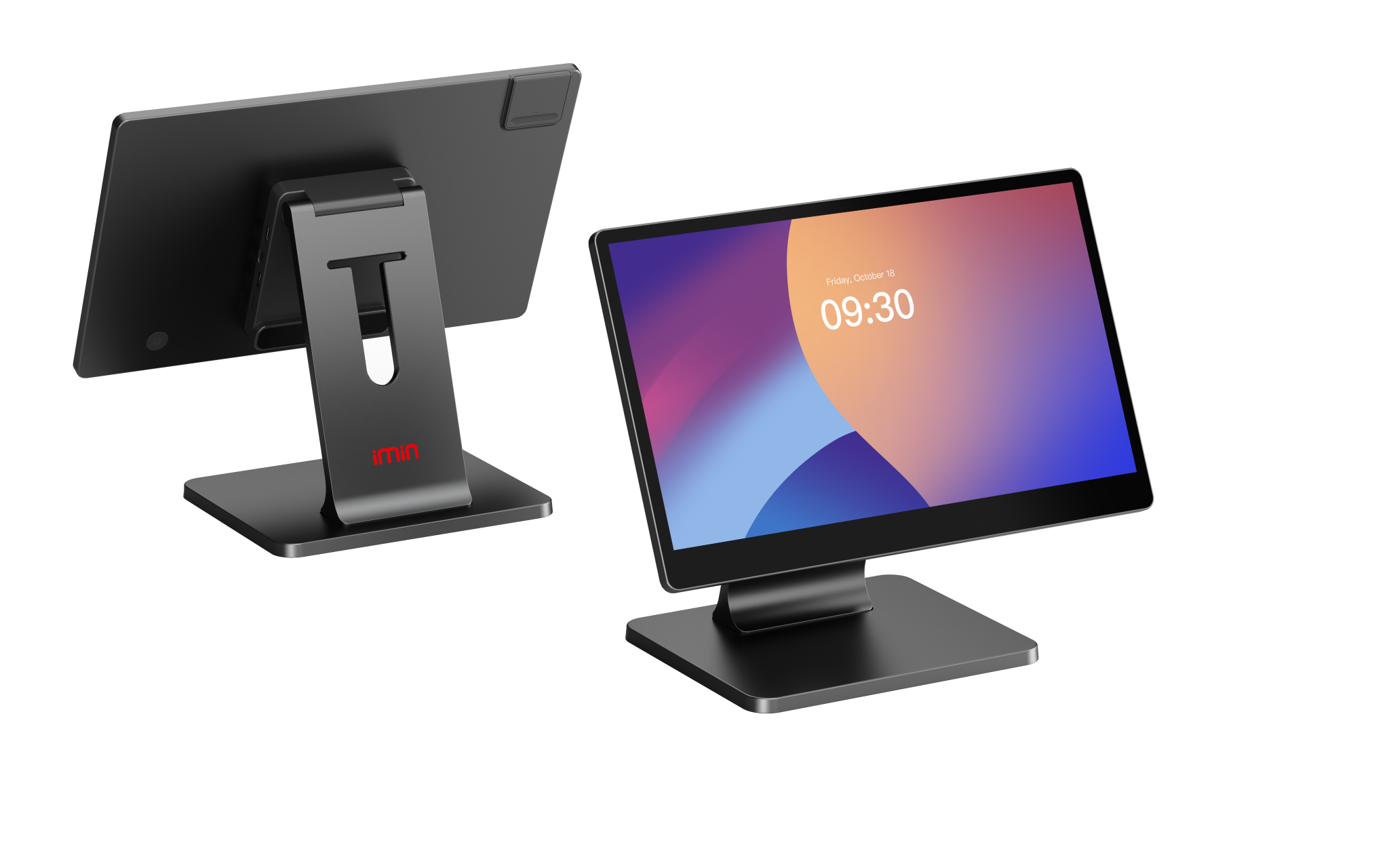 A touchscreen Android tablet on a stand